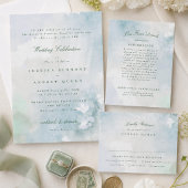 Elegante Waterverf Landschap Bruiloft Menu