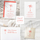 Coral Palm Tree Tropical Beach Weddenschap RSVP Kaartje