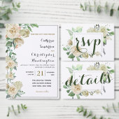 Gold Etching Creme Waterverf Roos Vowel Renewal Cadeaupapier (Personaliseer de collectie van deze zelfstandige maker.)