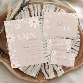 Bohemian Daisy Baby in Bloom Baby shower Bedankkaart