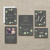 Donker  art nouveau bloemen RSVP kaart