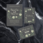Donkere botanische Art Nouveau huwelijksuitnodigin Kaart (Personaliseer de collectie van deze zelfstandige maker.)