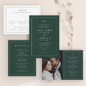 Klassieke Elegante Groene Huwelijksdetails Informatiekaartje