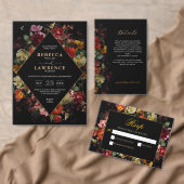 Elegante donkere humeurige bloemen bruiloft uitnod kaart (Personaliseer de collectie van deze zelfstandige maker.)