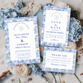 Elegante Delft Blauw Chinoiserie Bruiloft Save The Date