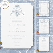 Elegante Dusty Blue Chinoiserie Cherub Wedding Save The Date