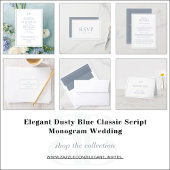 Monogram Elegant Blauw Dank u Script Bruiloft Ronde Sticker