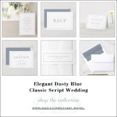 Elegante Dusty Blue Classic Script Wedding Program Handwaaier
