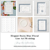 Elegant Dusty Blue Floral Line Art Wedding Acryl Uitnodigingen