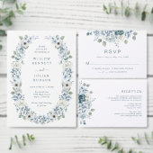 Blauwe bruiloft all in one uitnodiging (Personaliseer de collectie van deze zelfstandige maker.)