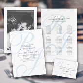 Dusty Blue Monogram in één huwelijk All In One Uitnodiging