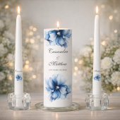Elegant Dusty Blue Navy Bloemen Bruiloft Menu