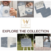 Elegant Dusty Blue Floral Wedding Invitation All In One Uitnodiging