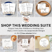 Dusty Blue Wildflowers Elegant QR Code Wedding RSVP Kaartje