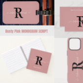 Elegant Dusty Pink Monogram Script Naam Initiaal Notitieboek
