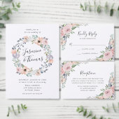 Roos Roze Waterverf Floral | Weddenschap Kaart (Personaliseer de collectie van deze zelfstandige maker.)