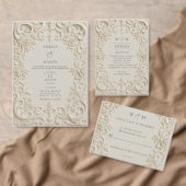 Elegant Ivory Embossed Wedding Etiket (Personaliseer de collectie van deze zelfstandige maker.)