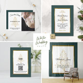 Elegant Emerald Silver Winter Holiday Weddenschap Plaatskaartje
