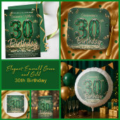 Smaragdgroene edelstenen en goud 30e verjaardag wijn etiket