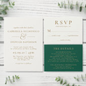 Modern minimalist Emerald Green Gold Uitnodigingen Wikkel (Personaliseer de collectie van deze zelfstandige maker.)