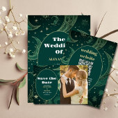 Elegante Emerald Groen Goud Hemelse Bruiloft Kaart