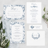 Elegant gegraveerd Frans Blauw Bloemen Menu