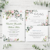 Elegant Eucalyptus Blush Rozen Weddenschap Details Informatiekaartje (Personaliseer de collectie van deze zelfstandige maker.)