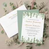 Waterverf Eucalyptus Gold Glitter Folie Verplaatse Aankondiging (Personaliseer deze collectie van deze onafhankelijke maker. Test)