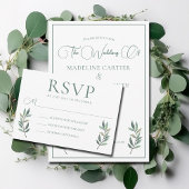 Elegant Eucalyptus Leaf Modern Photo Fall Wedding Drieluik Uitnodiging