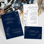 Elegant Eucalyptus Navy Blue Wedding Program Handwaaier