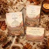 Elegante Westerse Herfst Bruiloft Kaart