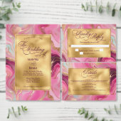 Elegante Faux Gold en Pink Marbled Wedding Servet (Personaliseer de collectie van deze zelfstandige maker.)