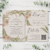 bos bloemenvaren bruiloft + QR details Kaart (Personaliseer de collectie van deze zelfstandige maker.)