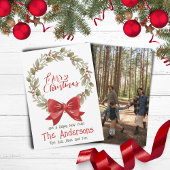 Vrolijk Kerstmis Groene Botanicals Rode Holly kran Etiket