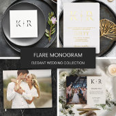Elegant Flare Monogram Huwelijks Retouradres Etiket