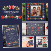 Moderne Rustieke Groene Botanische Bloemen Kerstmi Tissuepapier