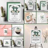 Elegante Bloemen Boho Modern Cactus Baby shower Papieren Bordje