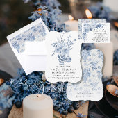 Toile Elegant Bloemen Blauw en Wit Baby shower Kartonnen Onderzetters