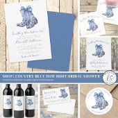 Rustiek Country Blue Bow Vrijgezellenfeest Kaart