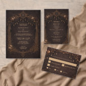 Elegant floral Gothic Halloween Wedding Program Menu (Personaliseer de collectie van deze zelfstandige maker.)