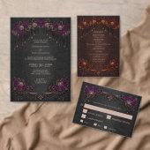 Elegant floral Gothic Halloween Wedding Program Menu (Personaliseer de collectie van deze zelfstandige maker.)