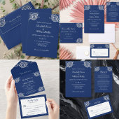 Elegant Bloemen Kant op Marine Blauw Bruiloft Servet