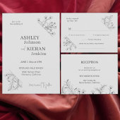 Gegevens over het huwelijk met elegante Floral Informatiekaartje