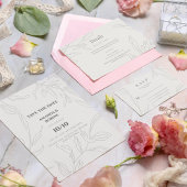 Elegante Floral Sketch Wedding Kaart