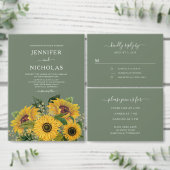 Elegant Floral Sunflower Green Wedding Gastenboek (Personaliseer de collectie van deze zelfstandige maker.)