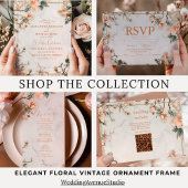 Elegant Bloemen  Ornament Lijst Bruiloft Menu