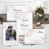 Elegant Floral Script Photo Wedding Save The Date