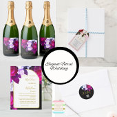 QR Code Elegant Paars Roos Monogram Weddenschap Cl Ronde Sticker