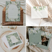 Sage Groen Eucalyptus Bloemen Bruiloft Details Enc Informatiekaartje