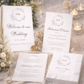 Classic Floral Wreath Monogram Wedding Servet